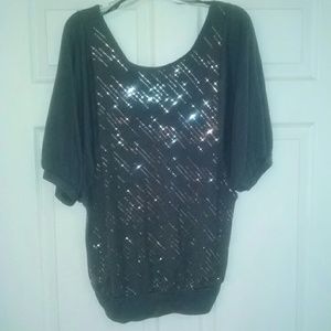 Torrid gray sequin Dolman sleeve top size 0